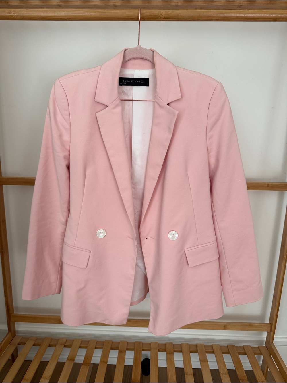 Zara Light Pink Double-Button Blazer